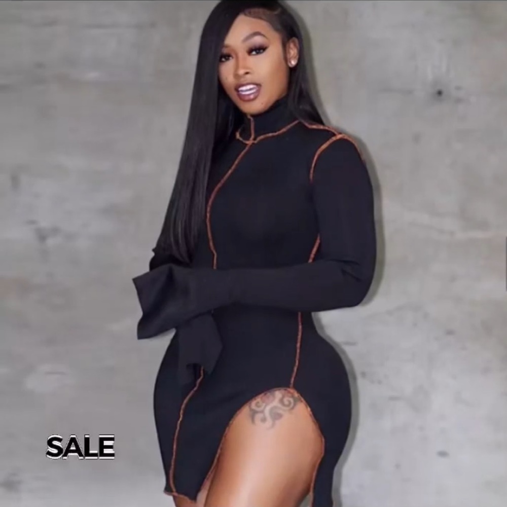 Short Cut dress along sleeve